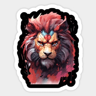 "Lionhearted Artistry: Brave Lion Head Design" Sticker